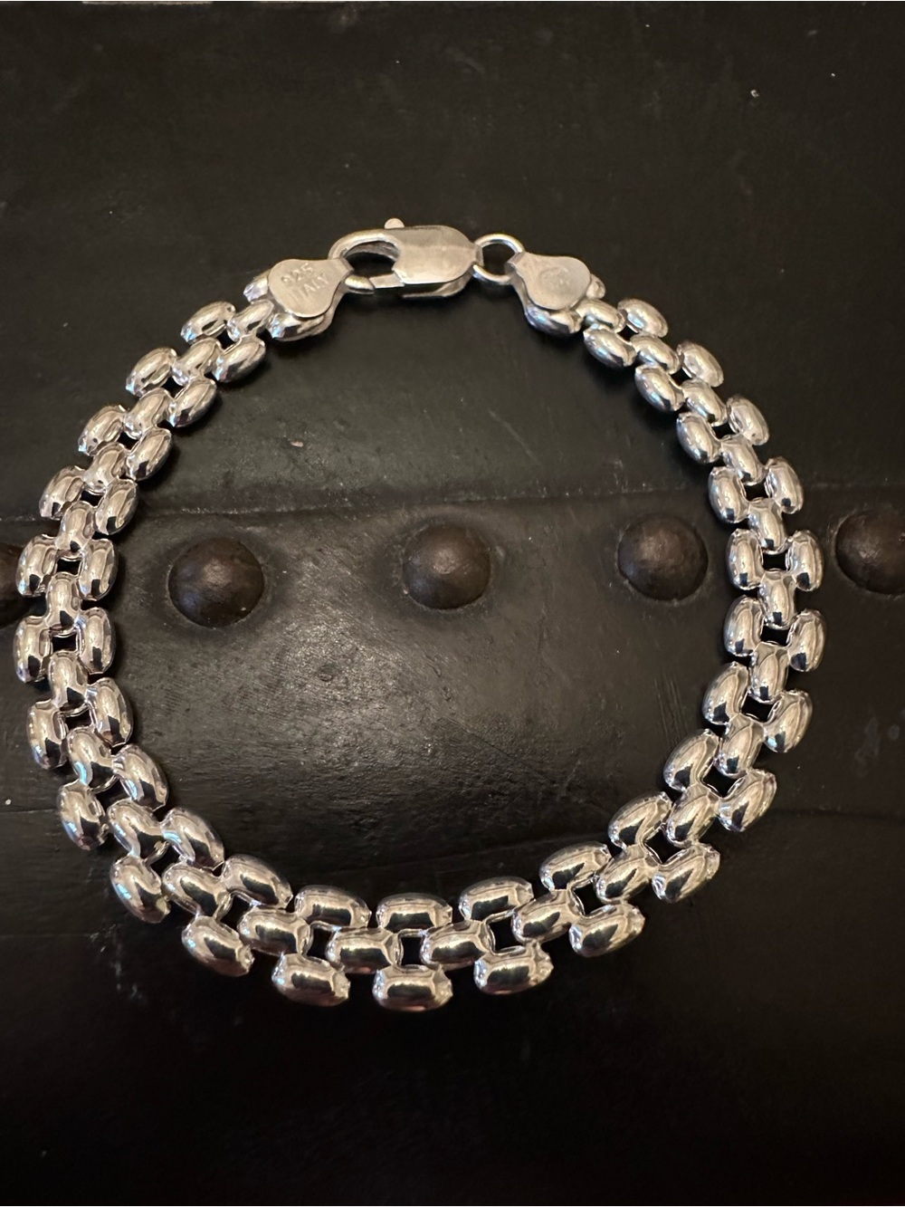 Vintage Sterling Silver Panther Link (mesh) Bracelet -Hallmark Italy 925 IBB 8”